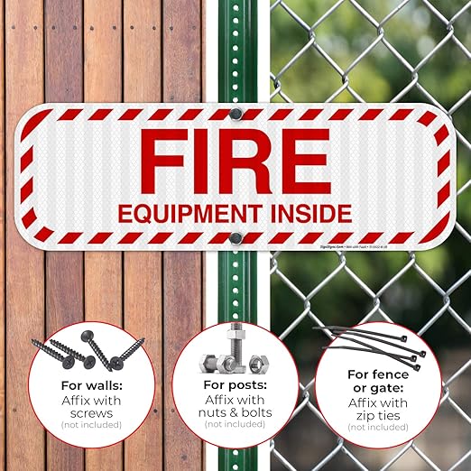 Fire Equipment Inside Sign, Fire Safety Sign, 6x18 Inches, 3M EGP Reflective .063 Aluminum, Fade Resistant, Indoor/Outdoor Use, Made in USA