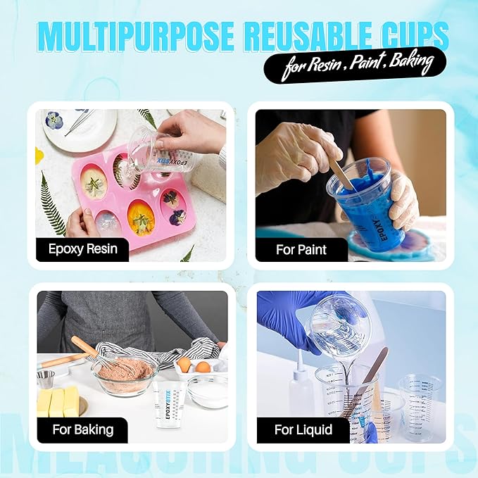 [Pack of 50] 10oz Disposable Graduated Measuring Cups for Mixing - Measurements in mL and Oz - Multipurpose Reusable Cups for Paint, Epoxy Resin, Stain, Liquid Mixing Cups