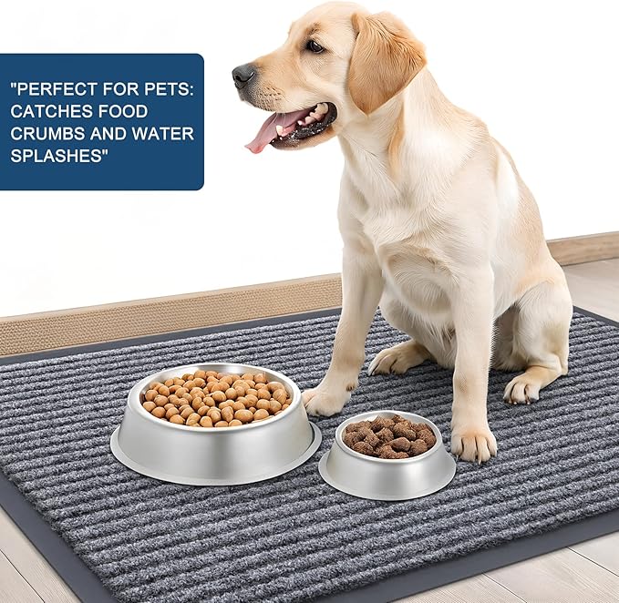 OLANLY Front Door Mat Indoor Outdoor Entrance, Waterproof Heavy Duty Doormat, Fade Resistant, Low Profile, Easy Clean Patio Porch Welcome Floor Mats for Entry, 29.5x17, Light Gray