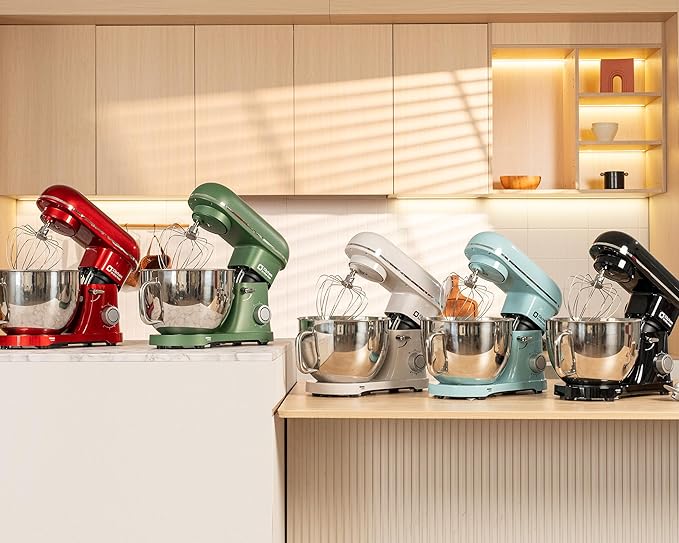 Kitchen in the box Stand Mixer - 8.5 Quart Mixing Bowl with Handle, 900 Watt Heavy Bread Dough Standing Mixers Tilt-head with Dough Hook, Whisk, Flat Beater and Splash Guard (Blue)