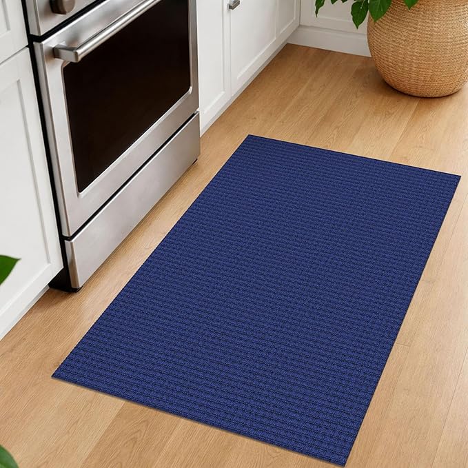 IOHOUZE Small Area Rug 2x3 Washable Woven Rugs for Entryway Non Slip Rubber Backed Front Door Rugs Indoor Doormat Throw Rug Floor Carpet for Entrance Kitchen, Royal Blue/Navy