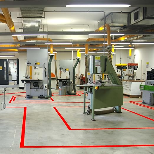 SWRT 2" x 110FT Red Floor Marking Tape and Dance Splicing Tape, Caution Gym Floor Tape Warning Safety Stripe Tape for Floor Marking, Athletics, School, Restaurants, Equipment and More