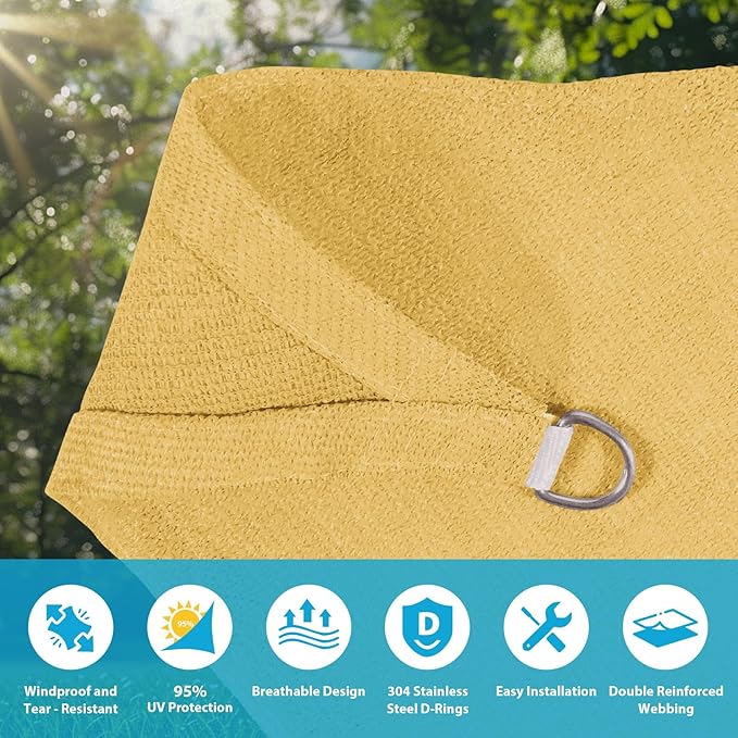 Amagenix Sun Shade Sail 6'X12' Curved Edge Outdoor Shade Canopy Sand Breathable 95% UV Block Shade Cloth for Patio Garden Backyard (We Make Custom Size)
