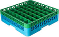 CFS RG49-1C413 OptiClean 49 Compartment Glass Rack with 1 Extender, 5.56", Polypropylene, green/CFS Blue