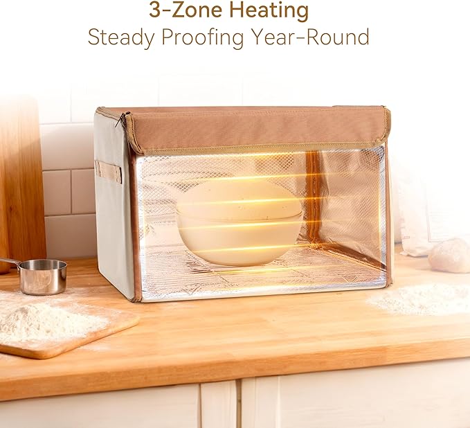 Bread Proofing Box with 68–131℉ Temp Control & 99H Timer, Folding Bread Proofer for Dough Fermentation, Homemade Pizza, Yogurt and Fermented Foods