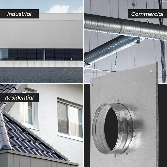 Repa Market 5 Inch Round Duct Flange/Galvanized Steel Vent Connector Plate/Wall or Ceiling Mount Adapter/for Dryer Hose & HVAC/Heavy Duty Air Return, Heating Cooling Exhaust Ventilation Cover