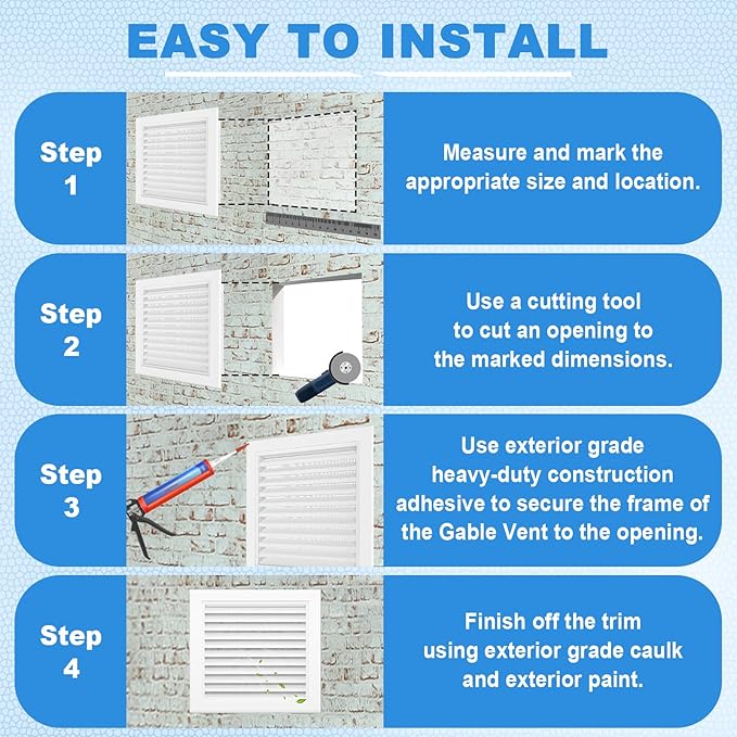 16"x16" Gable Vent Aluminum Alloy – Rust-Resistant Attic & Shed Vent with Metal Mesh Blocking Small Animals, Moisture Control & Strong Airflow, Opening 14"x14" White Paintable