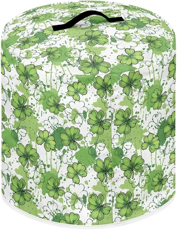 Xoenoiee Green Paint Shamrock Pattern Kitchen Appliance Dust Cover with Pockets, St. Patrick's Day Electric Pressure Cooker Cover Compatible with Crock Pot, Rice Cooker Cover, for 8 Qt Pot