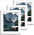 4x5 Picture Frame - Made of Real Glass and White Wooden Frame, 4 by 5 small Photo for Wall or Tabletop Display, 3 Pack
