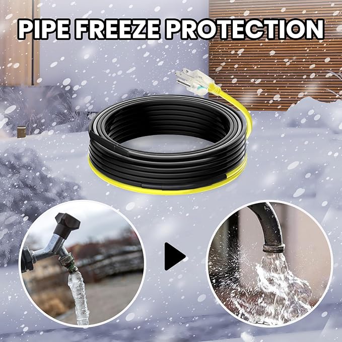 70 FT Gutter Heat Cable Kit, YeloDeer 6 W/FT Heat Tape for Roof and Gutters, Self-Regulating Roof Melt Heating Snow De-Icing Cable, 120V