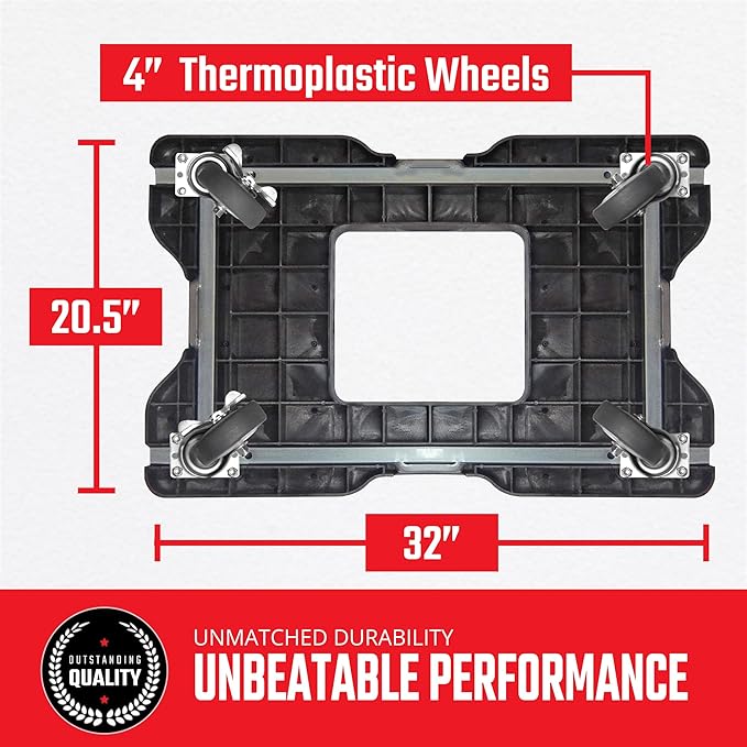 SNAP-LOC, 4 Wheel Dolly, 1,200 lb General Purpose E Track Panel Cart Dolly, Heavy Duty Furniture Moving Cart, Thermoplastic Swivel Non Marking Caster Wheels, Made in USA, Black