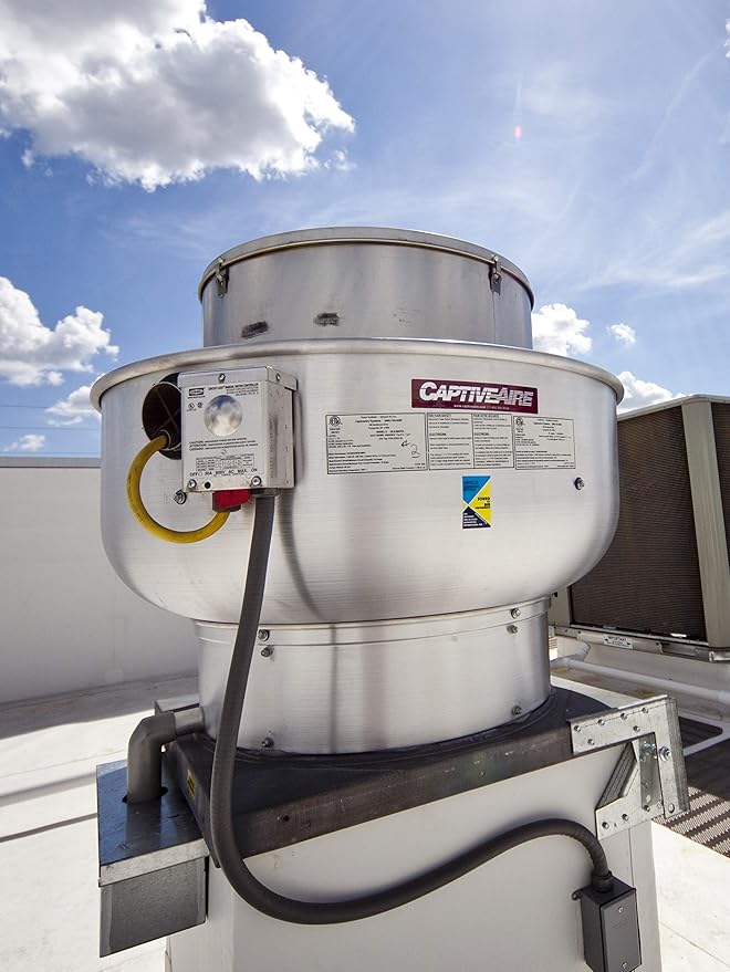 Restaurant Canopy Hood Grease Rated Exhaust Fan- High Speed Direct Drive Centrifugal Upblast Exhaust Fan with speed control- 24 3/4" Base, 0.75 HP 115 Volt Single Phase Motor, 1500-2200 CFM (DU85HFA)
