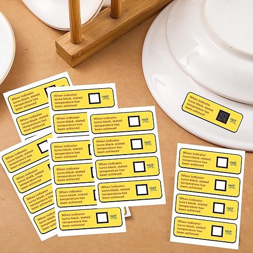 24 Count Dishwasher Temperature Test Strips 160℉/71℃ Bulk Heat Test Labels for Commercial Home Dishwashers Waterproof Adhesive Stickers