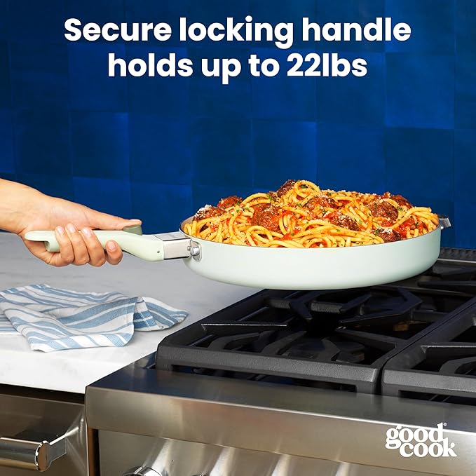 GoodCook Removable Handle – Replacement for GoodCook Removable Handle Ceramic Cookware Set, Detachable, Secure Click-On Heat-Resistant, Durable & Easy to Attach, 1-Piece, Sage Green