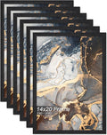 Engineered Wood 14x20 Picture Frame Set of 6, Black Frame for 14 x 20 Inch Picture Poster Photo, Light Weight 14 by 20 Frame with Wood-grain for Wall - 6 Pack/Black/14 x20