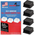 Black Tall Square Adhesive Rubber Bumper Pads - Made in USA – Rubber Feet for Speakers, Electronics, Furniture, Appliances, Audio Equipment - 50 Pieces