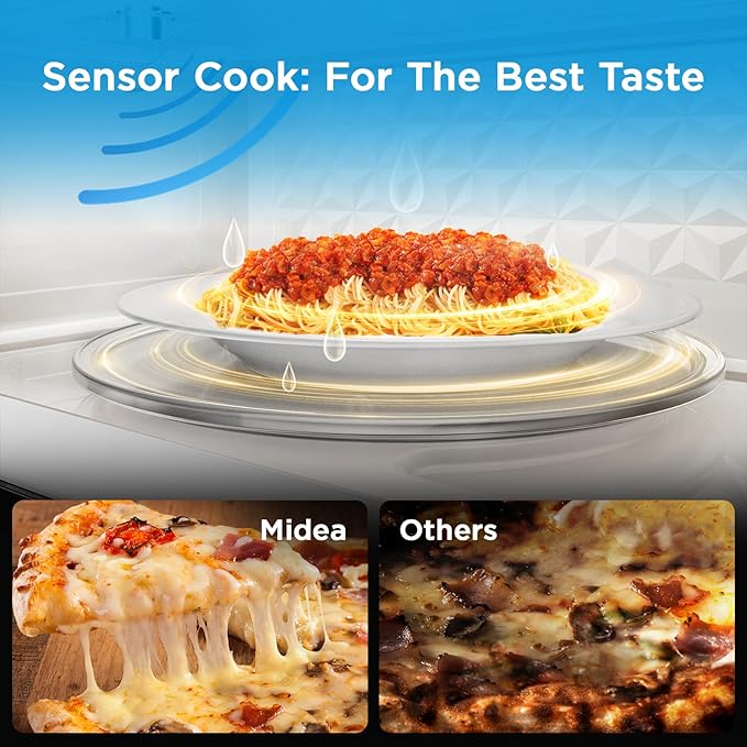 Midea MMO12S3ASTZ Over the Range Microwave Oven, 1.2 Cu.ft Slim Microwaves with Sensor Cook, Stainless Steel Microwaves, 1000W heating power with 400CMF vent fan