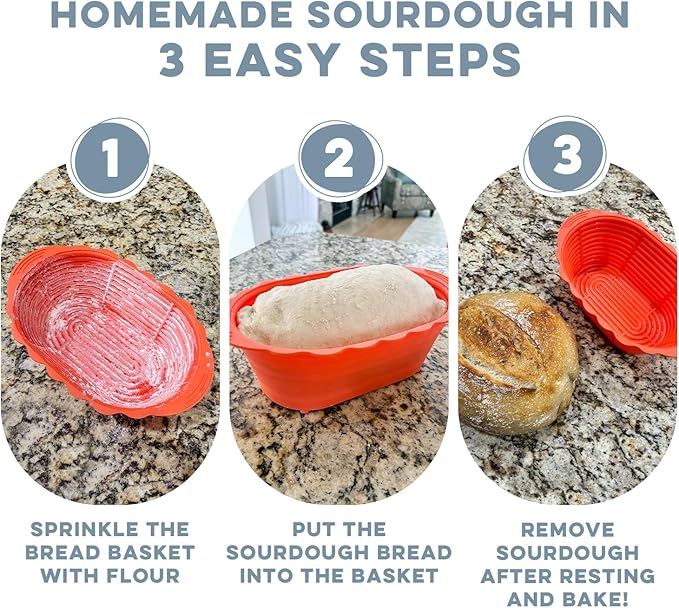 Cultures for Health Silicone Banneton Bread Proofing Basket | Complete Non-Stick Set of Two | 9-Inch Round & 10-Inch Oval Sourdough Proofing Basket | Ideal for Sourdough and Bread Baking Easy to Clean