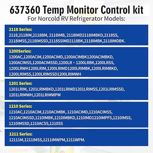 𝟲𝟯𝟳𝟯𝟲𝟬 Temp Monitor Control Kit - Upgraded Temperature Sensor for Norcold RV Refrigerator (Compatible with 2118,1200,1201,1210,1211 Series), Replaces #634677/637360/634678