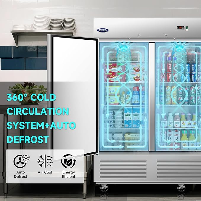 81" W Commercial Refrigerator 3 Door, 72 Cu.ft Commercial Fridge, Stainless Steel Reach-In Refrigerator Upright, ETL Approved for Restaurant, Bar, Shop
