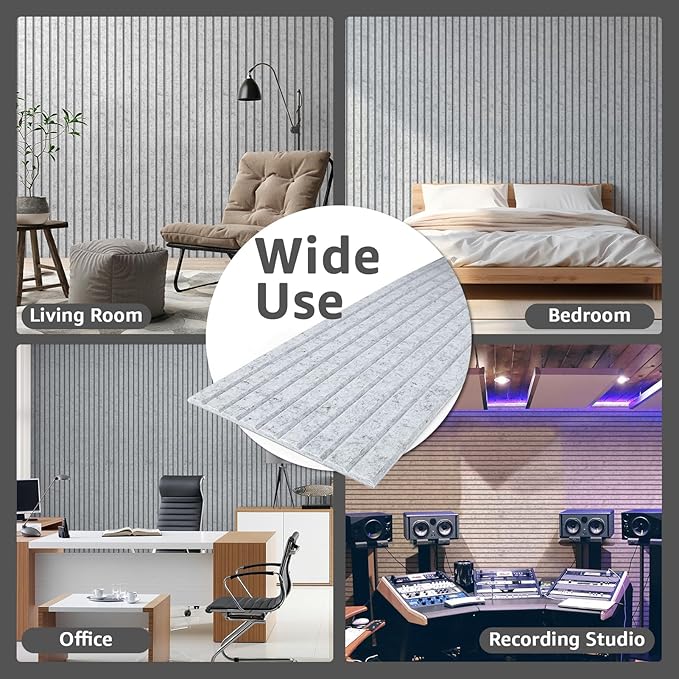 Art3dwallpanels 10 Pack Acoustic Panels, 48" X 12" X 0.35" Soundproof Wall Panels, Self Adhesive High Density Sound Absorbing Acoustic Treatment for Recording Studio, Office, Grey