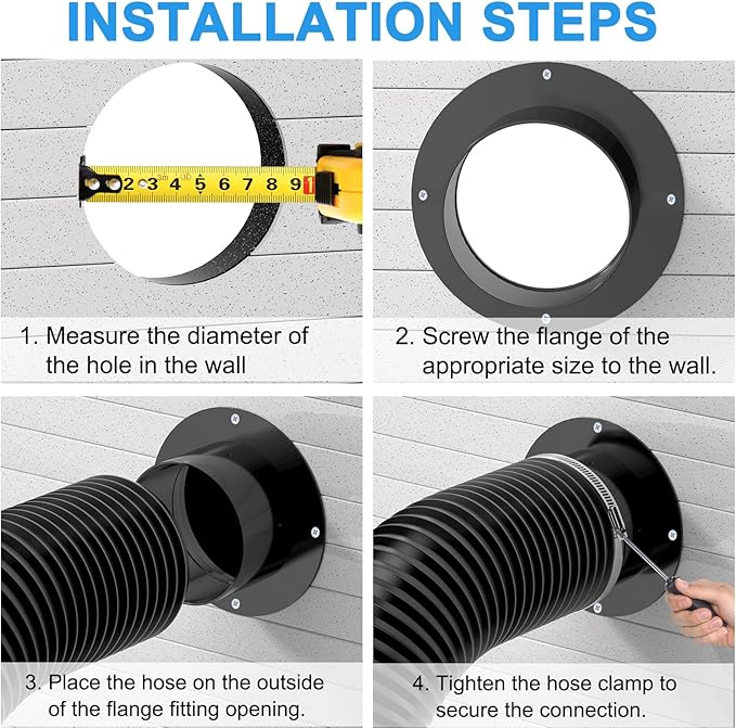 Hon&Guan 4 Flange, Dust Collection Fittings Dryer Vent Wall Plate Collection Fittings for Heating Cooling Ventilation Vent System-2PCS.