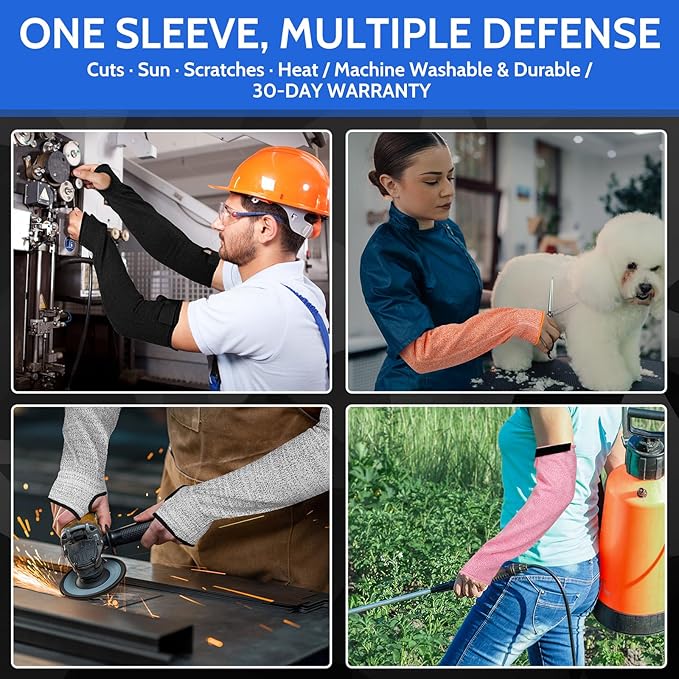 Cut Resistant Arm Sleeves ANSI Level A6, Kitchen Arm Thumb Hole Protectors for Thin Skin & Bruising, for men & women- Industrial Arm Guards for Welding, Glass Handling, Pet Grooming(yellow)