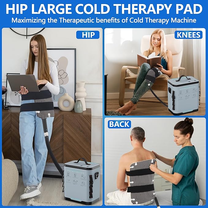 Cold Therapy Machine with Programmable Timer, Portable Ice Machine for Hip After Surgery, Hip Replacement Recovery System, Cryotherapy Pain Relief with Compression Pad