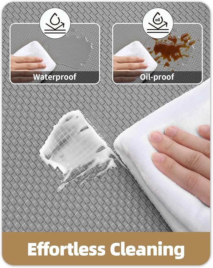 Color&Geometry Anti Fatigue Cushion Kitchen Mat for Floor -24"x71",Wide,Easy Clean, Water & Oil Proof, Anti Slip, Foam Rubber Runner Rug for Front Sink Comfort Standing,Grey
