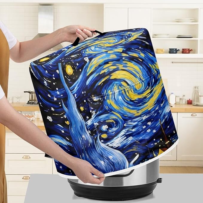 Starry Night Dust Cover with Pocket for Instant Pot, Rice Cooker and Air Fryer, Polyester, Water Resistant, Open Closure, Appliance Cover