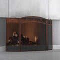 Fire Beauty Fireplace Screen 3 Panel with Handles Wrought Iron 51"(L) x31(H) Spark Guard Cover(Brushed Copper)