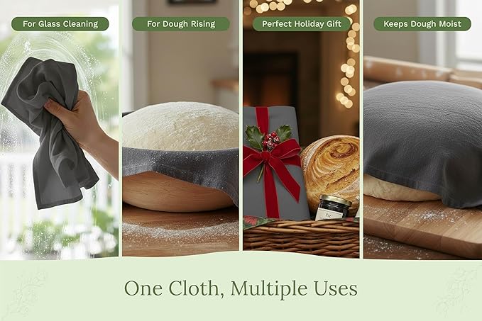 Gray Flour Sack Tea Towels - 100% Cotton, 5 Pack, 27"x27" Extra Large, Highly Absorbent Dish Drying Towels - Baking Towels, Customizable and Versatile Kitchen Towels (Gray - 5 Pack)