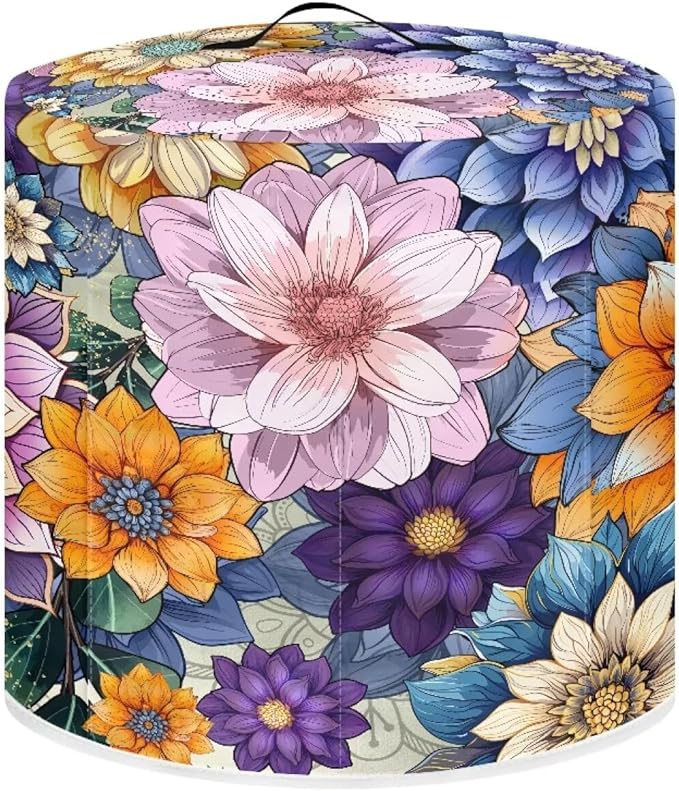 Air Fryer Cover Dust Cover, Washable Small Appliance Covers for 8 Quart Air Fryer & Pressure Cooker Kitchen Appliance Accessories with Pockets, Bright Blossom