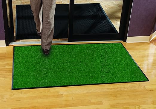 Guardian Floor Protection SS-MAT-20267 Platinum Series Indoor Wiper Floor Mat, Rubber with Nylon Carpet, 3' Length, 15' Width, Green