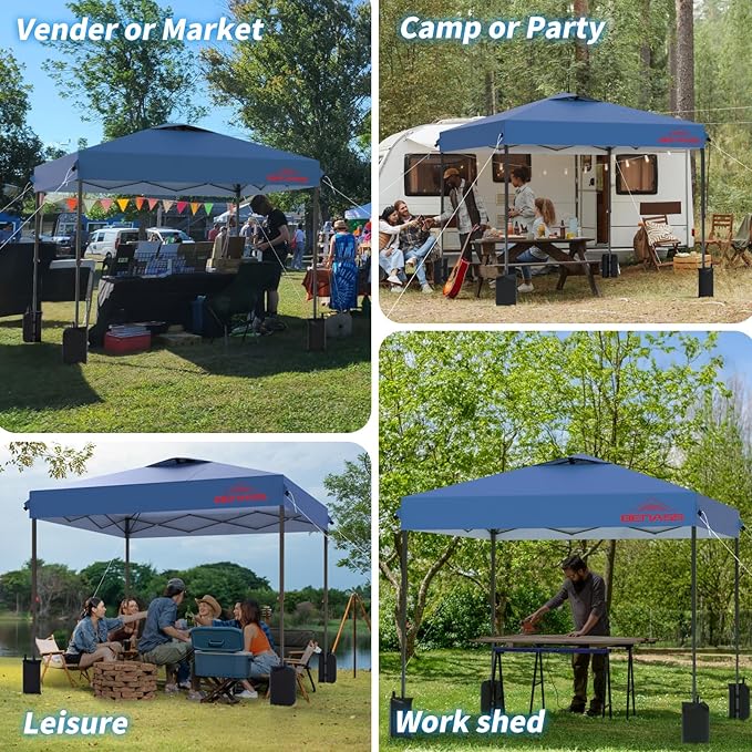 12x12 Pop Up Canopy, Easy Up Canopy Tent, Heavy Duty Tents for Parties, One Person Set Up Event Tent, Light Blue