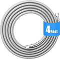 Refrigerator water line - 4 FT Premium Stainless Steel Braided Ice Maker Water Hose,Food grade PEX Inner Tube Fridge Water Line with 1/4" Fittings for Refrigerator Ice Maker