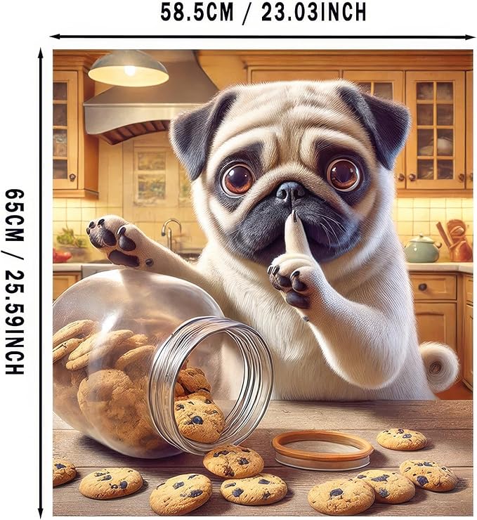 Dog Dishwasher Magnet Cover 23x26 Inch Funny Pug Dishwasher Magnet Cover Sticker Magnetic Refrigerator Panel Front Door Wash Machine Fridge Microwave Decal Home Kitchen Decorative