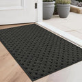 BEQHAUSE Dirt Trapper Door Mat Non-Slip Entryway Rugs Stain Resistant Absorbent Dog Doormats Woven-Look Washable Welcome Floor Doormat For Front Back Door, Muddy Wet Shoes & Paws, 20" x 32", Dark Grey