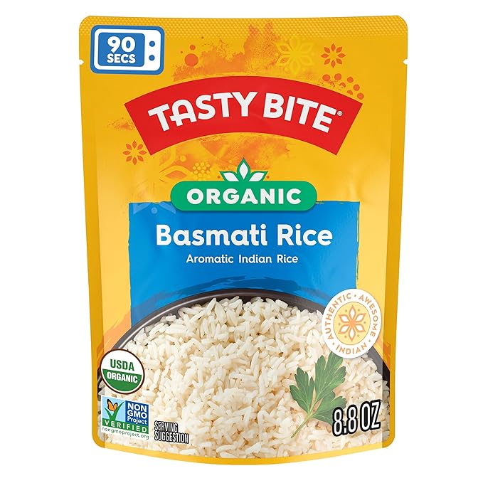 Tasty Bite Organic Basmati Rice, 8.8 Ounce, Pack of 12, Ready to Eat, Microwavable, Vegan, Gluten-Free
