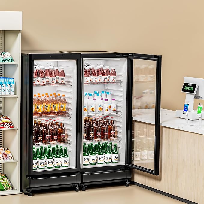VEVOR Commercial Merchandiser Refrigerator, 5.7 CU.FT Glass Door Display Refrigerator Upright Fridge, Beverage Refrigerator Cooler Merchandiser with 3 Adjustable Shelves and Soft LED Light, Black