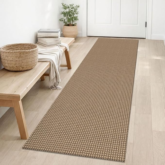 IOHOUZE Washable Runner Rug 2x6 Non Slip Rubber Backed Runners for Hallways Entryway Runner Indoor, Kitchen Rugs Woven Cotton Floor Carpet for Hall Entrance Bedroom, Orange/Tan/Brown