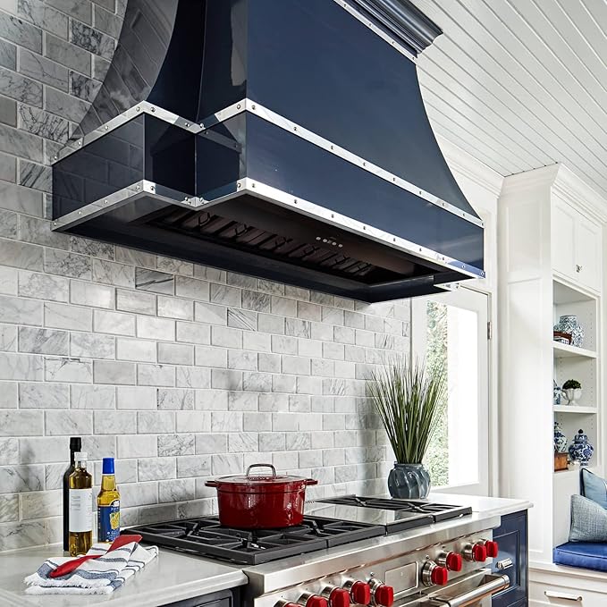 Akicon Range Hood Insert 36 Inch, Ultra Quiet, Powerful Suction Built-in Kitchen Vent Hood, Matte Black Stainless Steel Ducted Stove Hood with Dimmable LED Lights, 3-Speeds 600CFM