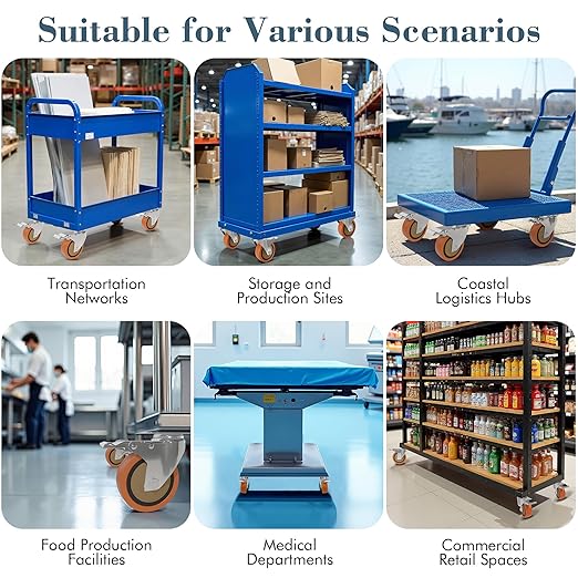 5 Inch 304 Stainless Steel Casters with Brake, Set of 2, Heavy Duty Swivel Wheels for Commercial Kitchen, Food Processing, Hospital, Lab, Utility Carts