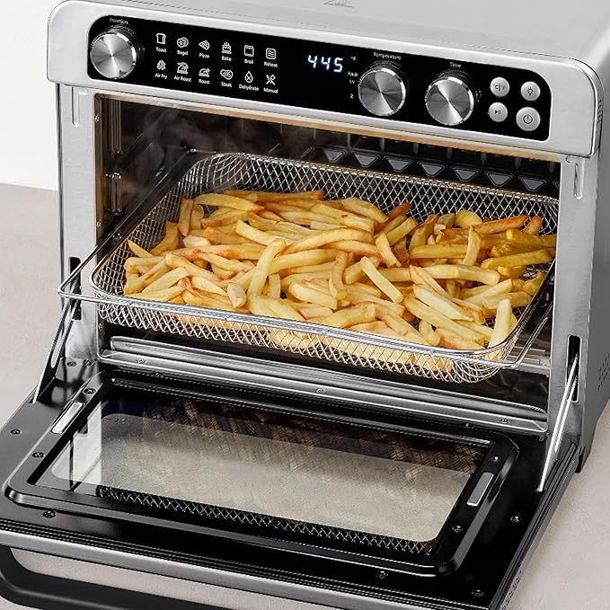 Panasonic FlashXpress Family Size Air Fryer Toaster Oven Combo, 11 Cooking Functions, 1800W PFAS-Free, Double Infrared Heating, Temperature Control Dial, Stainless Steel - NB-G211P