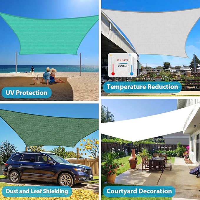 Amagenix Sun Shade Sail 6'X6' Curved Edge Outdoor Shade Canopy Mocha Breathable 95% UV Block Shade Cloth for Patio Garden Backyard (We Make Custom Size)