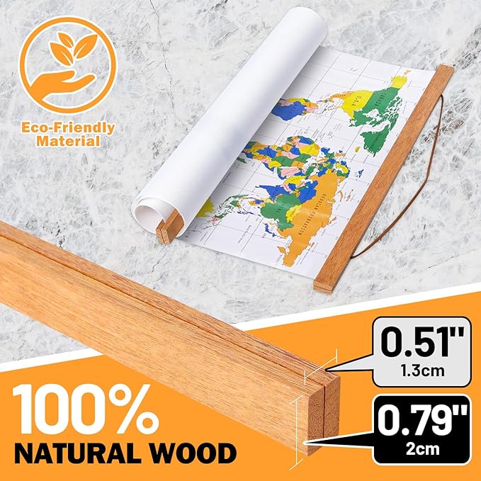 Magnetic Poster Hanger, 31 x 21 31x23 31 x 24 Poster Frame Wood Wooden Magnet Print Posters Dowel Scroll Hanger Hangers Hanging Kit for Walls Map Canvas Artwork (Teak Wood, 31")