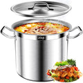 Stainless Steel Stock Pot，20QT Large Stock Pot with Lid for Boiling Cooking Soup Stew Canning, Heavy Duty Tri-Ply Bottom for Boiling Cooking Soup Stew Canning Cooking Pots, Cookware Sauce Pots