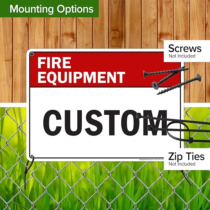 Custom Fire Equipment Sign, Ansi Sign, Osha Compliant, 10x14 Inches, 55 mil thick HDPE (high density polyethylene), Made in USA by My Sign Center