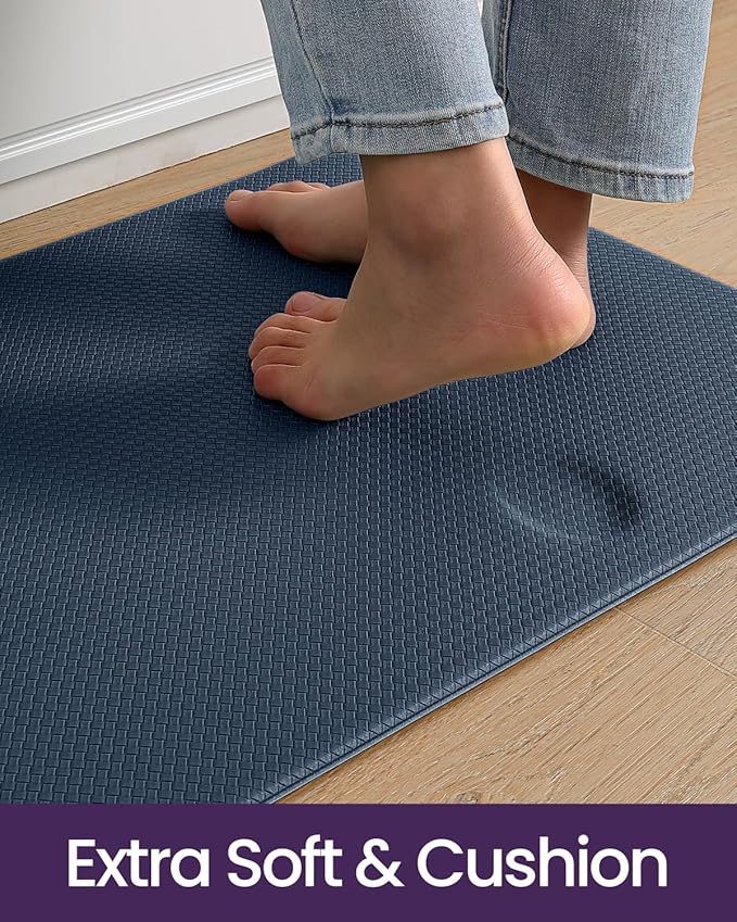 DEXI Kitchen Floor Mats Cushioned Anti Fatigue,17x59, Standing Runner Rug Waterproof, Comfort Memory Foam Padded for Front Sink Laundry, Navy