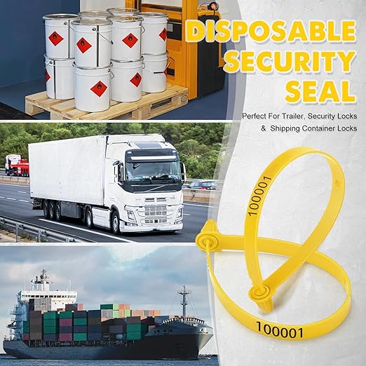 Roowest 1000 Pcs Plastic Truck Trailer Door Seals, Tamper Evident Security Tags, Numbered Safety Disposable Locks for Container Logistics Transport Package Shipping(Yellow)